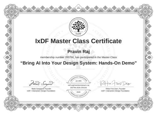 Bring AI Into Your Design System: Hands-On Demo certificate
