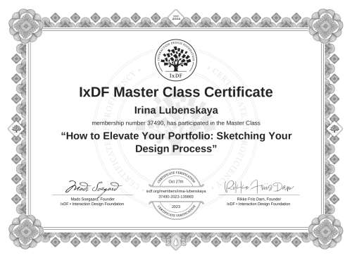How to Elevate Your Portfolio: Sketching Your Design Process certificate