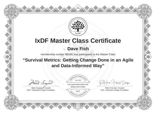 Survival Metrics: Getting Change Done in an Agile and Data-Informed Way certificate