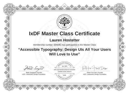 Accessible Typography: Design UIs All Your Users Will Love to Use certificate