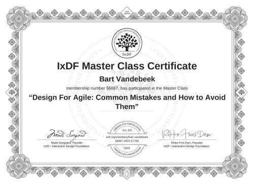 Design For Agile: Common Mistakes and How to Avoid Them certificate