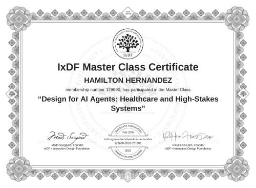 Design for AI Agents: Healthcare and High-Stakes Systems certificate