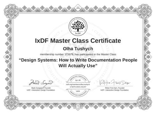 Design Systems: How to Write Documentation People Will Actually Use certificate