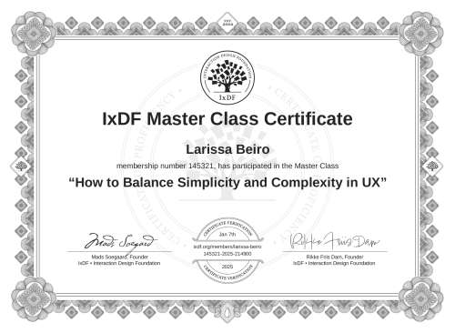How to Balance Simplicity and Complexity in UX certificate