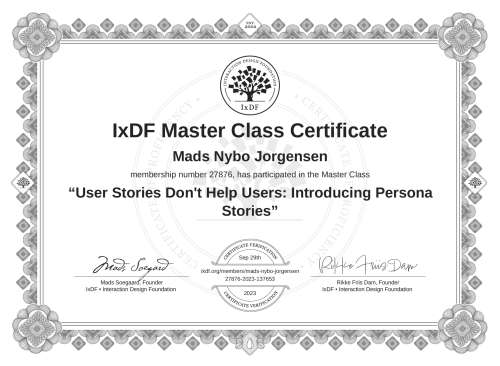 User Stories Don't Help Users: Introducing Persona Stories certificate