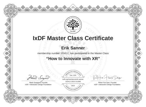 How to Innovate with XR certificate
