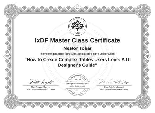 How to Create Complex Tables Users Love: A UI Designer's Guide certificate