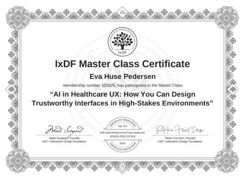 AI in Healthcare UX: How You Can Design Trustworthy Interfaces in High-Stakes Environments certificate