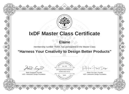 Harness Your Creativity to Design Better Products certificate