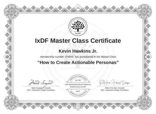How to Create Actionable Personas certificate