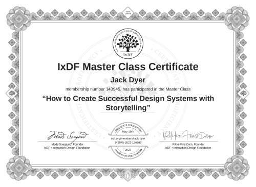 How to Create Successful Design Systems with Storytelling certificate