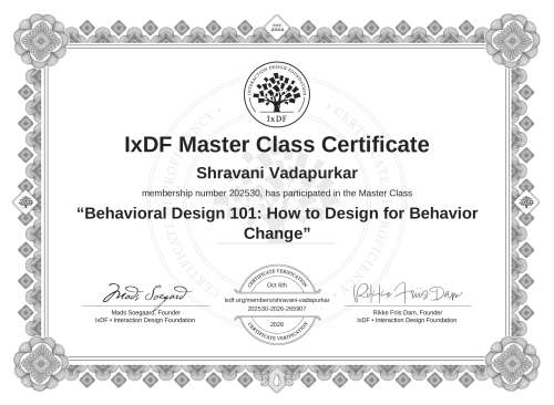Behavioral Design 101: How to Design for Behavior Change certificate