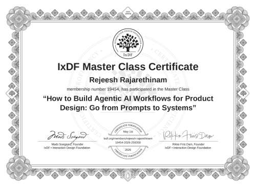 How to Build Agentic AI Workflows for Product Design: Go from Prompts to Systems certificate