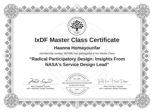 Radical Participatory Design: Insights From NASA’s Service Design Lead certificate