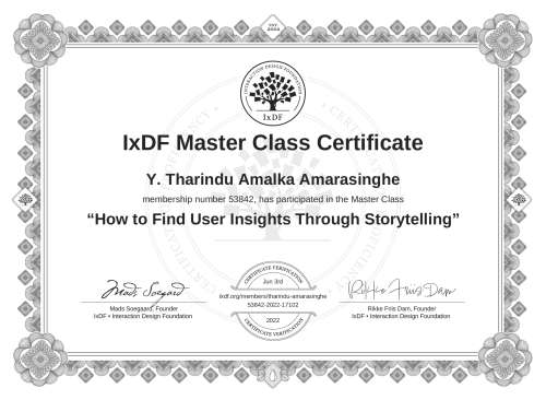 How to Find User Insights Through Storytelling certificate