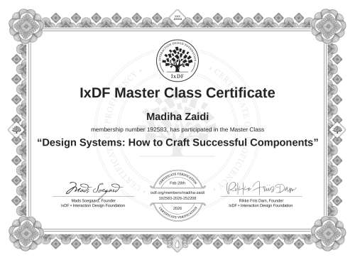 Design Systems: How to Craft Successful Components certificate