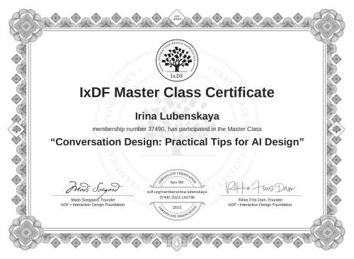 Conversation Design: Practical Tips for AI Design certificate