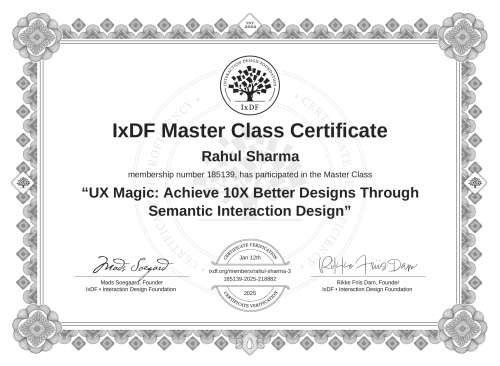 UX Magic: Achieve 10X Better Designs Through Semantic Interaction Design certificate