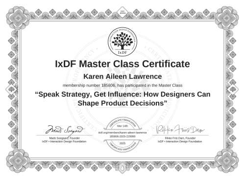 Speak Strategy, Get Influence: How Designers Can Shape Product Decisions certificate