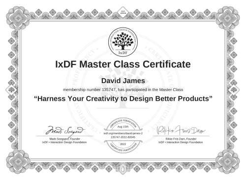 Harness Your Creativity to Design Better Products certificate