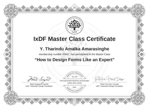 How to Design Forms Like an Expert certificate