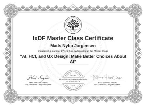 AI, HCI, and UX Design: Make Better Choices About AI certificate