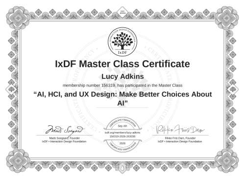 AI, HCI, and UX Design: Make Better Choices About AI certificate