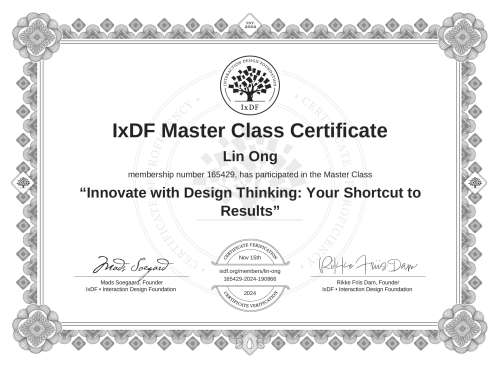 Innovate with Design Thinking: Your Shortcut to Results certificate