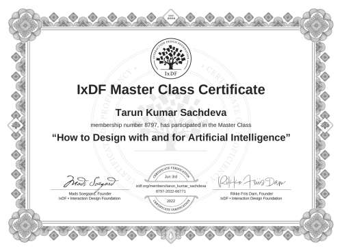 How to Design with and for Artificial Intelligence certificate