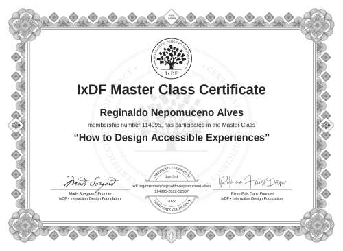 How to Design Accessible Experiences certificate