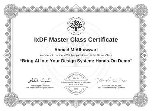 Bring AI Into Your Design System: Hands-On Demo certificate