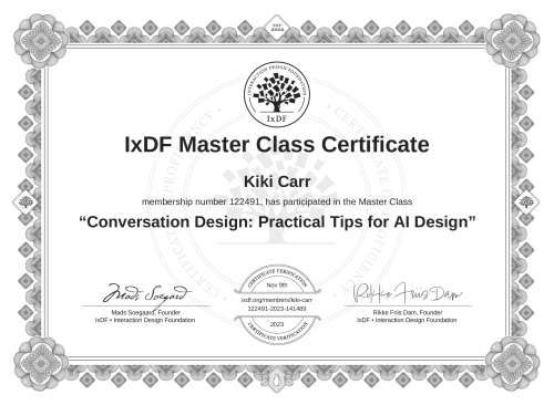 Conversation Design: Practical Tips for AI Design certificate