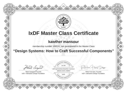 Design Systems: How to Craft Successful Components certificate