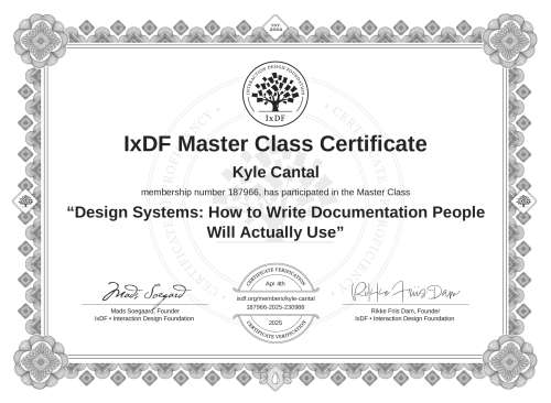 Design Systems: How to Write Documentation People Will Actually Use certificate