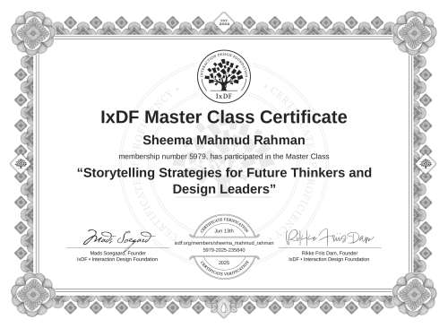 Storytelling Strategies for Future Thinkers and Design Leaders certificate