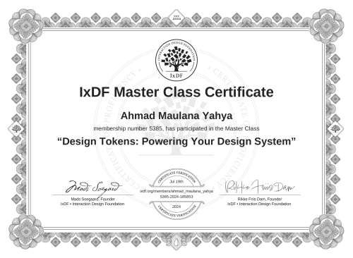 Design Tokens: Powering Your Design System certificate