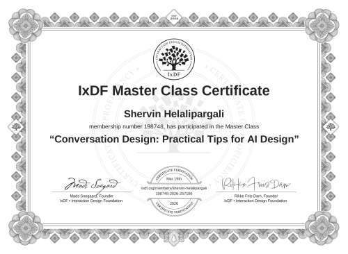 Conversation Design: Practical Tips for AI Design certificate