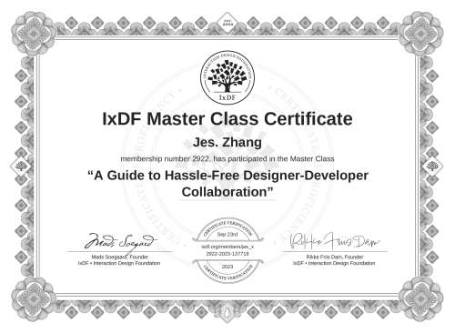A Guide to Hassle-Free Designer-Developer Collaboration certificate