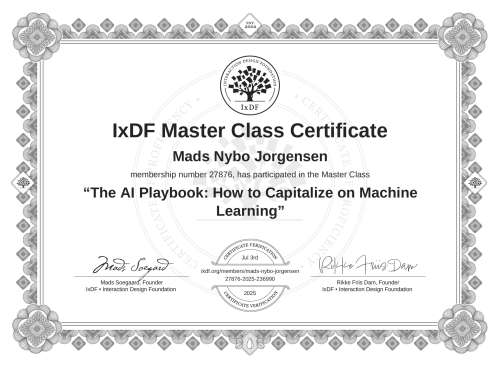 The AI Playbook: How to Capitalize on Machine Learning certificate