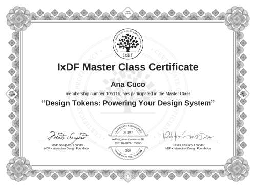 Design Tokens: Powering Your Design System certificate