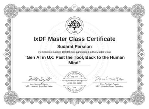 Gen AI in UX: Past the Tool, Back to the Human Mind certificate