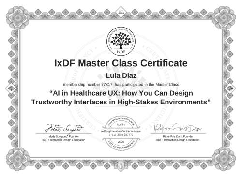 AI in Healthcare UX: How You Can Design Trustworthy Interfaces in High-Stakes Environments certificate