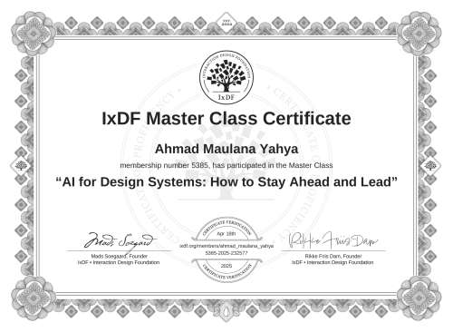 AI for Design Systems: How to Stay Ahead and Lead certificate
