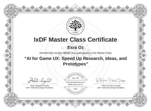AI for Game UX: Speed Up Research, Ideas, and Prototypes certificate