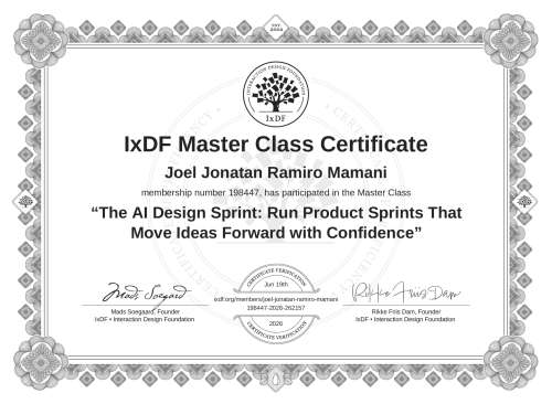 The AI Design Sprint: Run Product Sprints That Move Ideas Forward with Confidence certificate