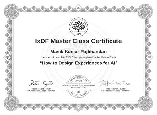 How to Design Experiences for AI certificate
