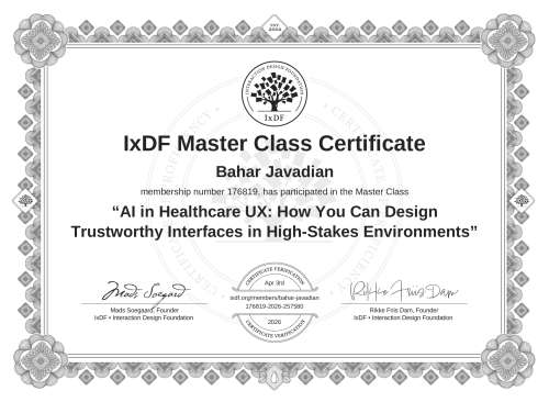 AI in Healthcare UX: How You Can Design Trustworthy Interfaces in High-Stakes Environments certificate