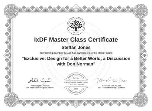 Exclusive: Design for a Better World, a Discussion with Don Norman certificate
