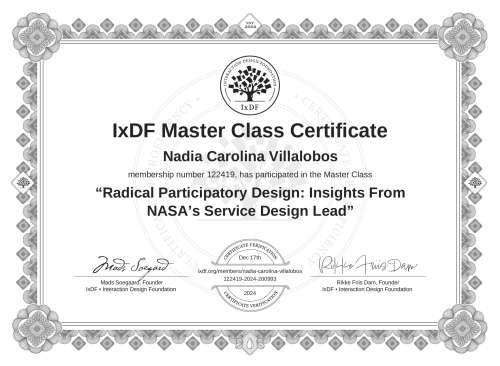 Radical Participatory Design: Insights From NASA’s Service Design Lead certificate