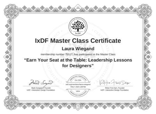 Earn Your Seat at the Table: Leadership Lessons for Designers certificate